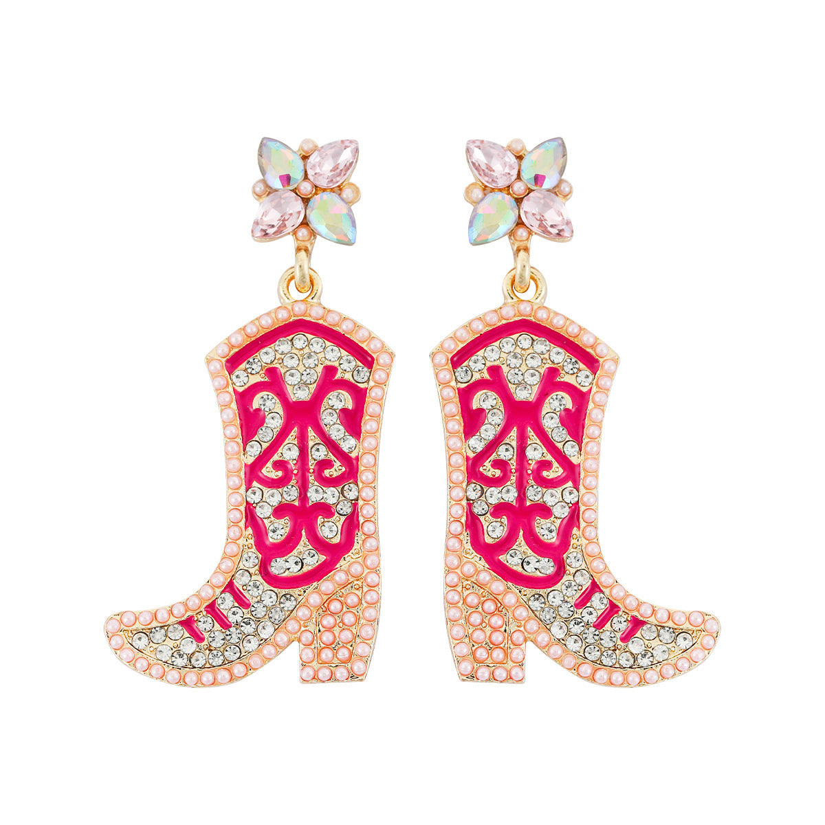 Wholesale Western Cowboy Hat Alloy Christmas Boots Earrings